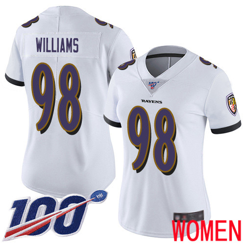 Baltimore Ravens Limited White Women Brandon Williams Road Jersey NFL Football 98 100th Season Vapor Untouchable